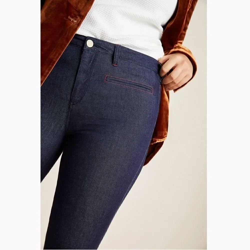 Pilcro Stitched High-Rise Flare Blue Jeans